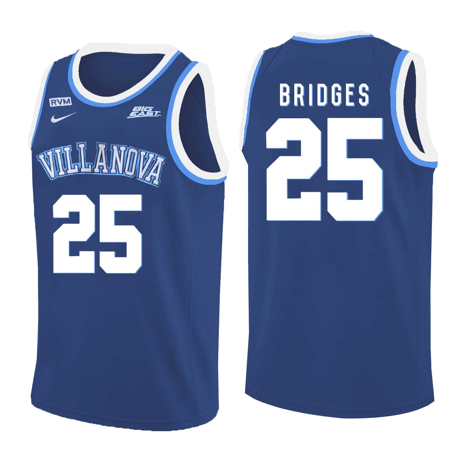 Villanova Wildcats 25 Mikal Bridges Blue College Basketball Jersey Dzhi